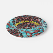 Turquoise Fractal Star Blast Gefeliciteerd Papieren Bordje (Gekanteld)