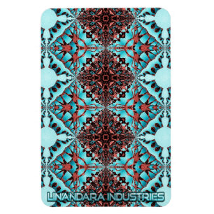 Turquoise Fractal Star Blast Magneet