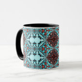 Turquoise Fractal Star Blast Mok (Voorkant links)