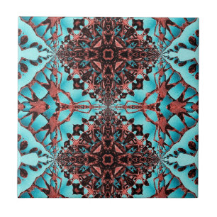 Turquoise Fractal Star Blast Tegeltje