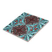Turquoise Fractal Star Blast Tegeltje (Zijkant)
