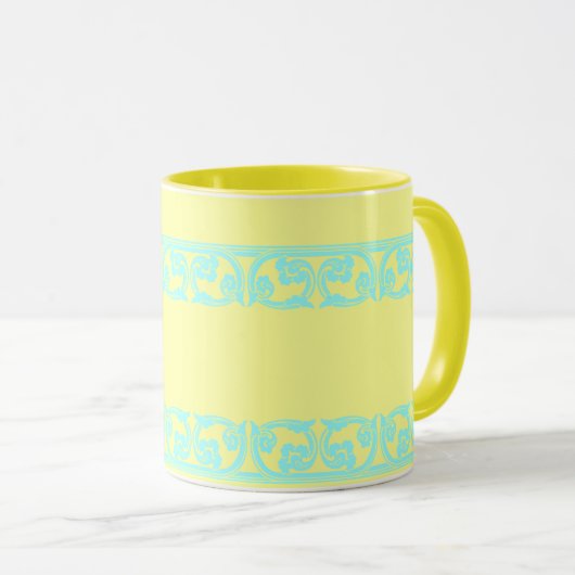 Turquoise frontière gothique café Mug (Devant droit)