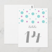 Turquoise Fuchsia Confetti Numéro de table Carte p (Devant / Derrière)