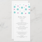 Turquoise Fuchsia Confetti Wedding Menu (Voorkant / Achterkant)