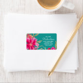 Turquoise Fuchsia Floral Return Address Labels (Insitu)