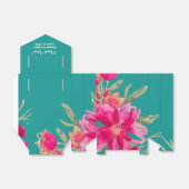 Turquoise Fuchsia Floral Waterverf Wedding Bedankdoosjes (Uitgevouwen)