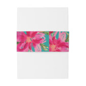 Turquoise Fuchsia Floral Waterverf Wedding Uitnodigingen Wikkel (Achterkant Voorbeeld)