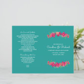 Turquoise Fuchsia Floral Wedding Programmes (Debout devant)