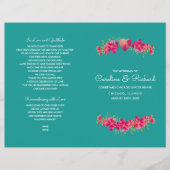 Turquoise Fuchsia Floral Wedding Programmes (Devant)