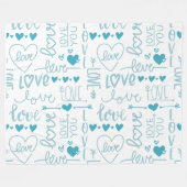 Turquoise Fun en Modern Love and Hearts Fleece Deken (Voorkant (Horizontaal))