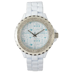 Turquoise Fun en Modern Love and Hearts Horloge