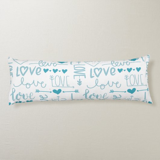 Turquoise Fun en Modern Love and Hearts Lichaamskussen (Achterkant)