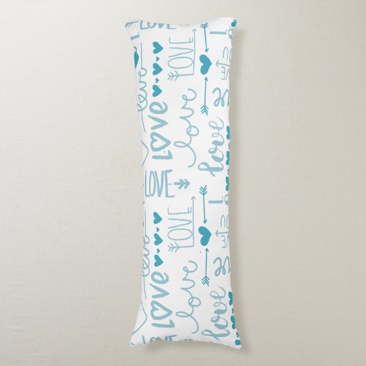 Turquoise Fun en Modern Love and Hearts Lichaamskussen (Voorkant Verticaal)
