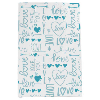Turquoise Fun en Modern Love and Hearts Medium Cadeauzakje