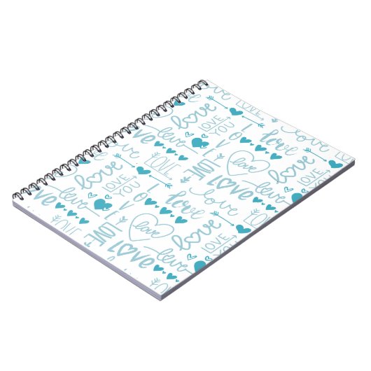 Turquoise Fun en Modern Love and Hearts Notitieboek (Linkerzijde)