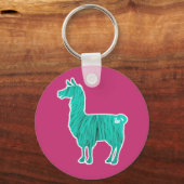 Turquoise Furry Llama-Sleutelhanger Sleutelhanger (Voorkant)
