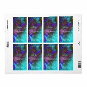 Turquoise Fusion 2 Mariage Vin Étiquette (Feuille entière)