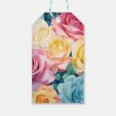 Turquoise, geel en roze bloemenbruiloft cadeaulabel (Achterkant)