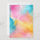 Turquoise, geel en roze bloemenbruiloft kaart (Achterkant)