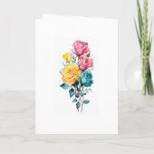 Turquoise, Geel en Roze Bloemige Bruiloft Programma (Achterkant)