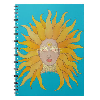 Turquoise geel goud zon geïnspireerd notitieboek