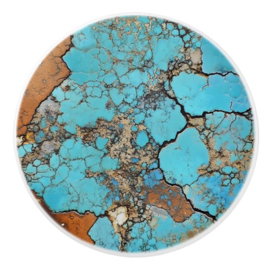 turquoise gem-patroon keramische knop (Voorkant)