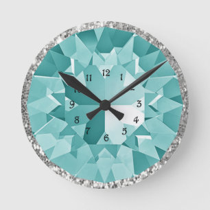 turquoise gem ronde klok