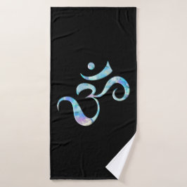 Turquoise gemarmerde Om Badhanddoek