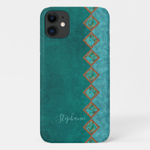 Turquoise Gemstone Copper Inlay Blue Green iPhone 11 Hoesje