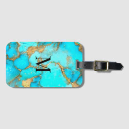turquoise gemstone monogram bagagelabel
