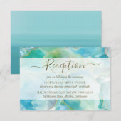Turquoise Gemstone Waterverf Wedding Reception Informatiekaartje (Voorkant / Achterkant)