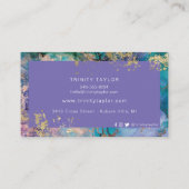 Turquoise Geode Marble & Gold Foil Visitekaartje (Achterkant)