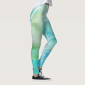 Turquoise Geometric Gemstone Waterverf Leggings (Rechts)