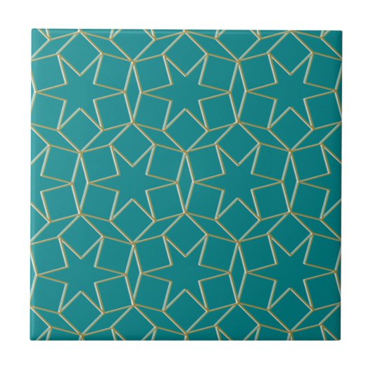 Turquoise Geometric patroon Tegeltje (Voorkant)