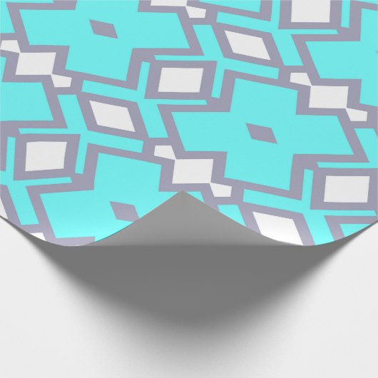 Turquoise Geometric Pattern Cadeaupapier (Hoek)
