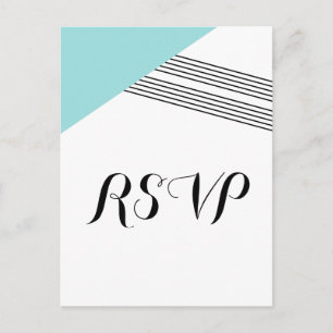 Turquoise Geometric Stripe Response Briefkaart