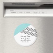 Turquoise Geometric Stripe Save the Date Magnet Magneet (Insitu (Vaatwasser))