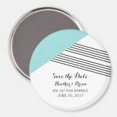 Turquoise Geometric Stripe Save the Date Magnet Magneet (Voorkant / Achterkant)