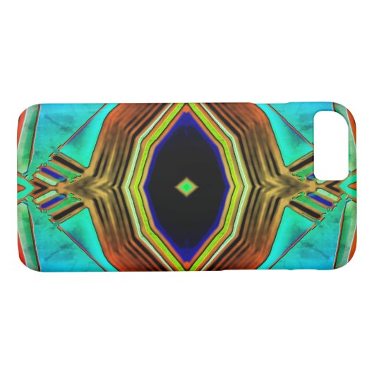 Turquoise geometrische ontwerpvormen Case-Mate iPhone case (Achterkant (Horizontaal))