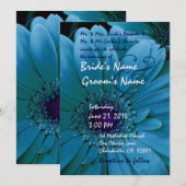 TURQUOISE Gerbera Daisa Faire-part de mariage (Devant / Derrière)