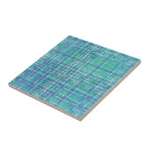 Turquoise gestructureerde ruit tegeltje (Zijkant)