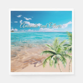 Turquoise getijden tropische palmboom strand bruil servet