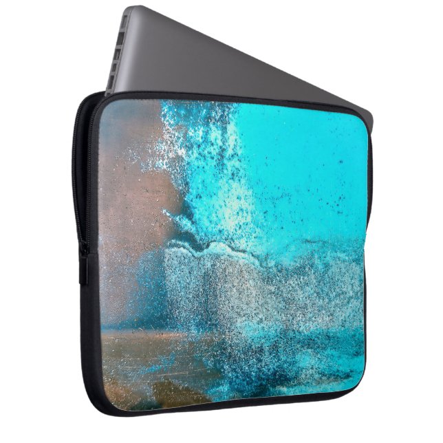 Turquoise geweven verf en roest Abstract Laptop Sleeve (Voorkant Rechts)