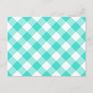 Turquoise Gingham Patroon Briefkaart
