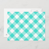 Turquoise Gingham Pattern Briefkaart (Voorkant / Achterkant)