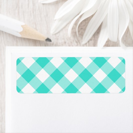 Turquoise Gingham Pattern Etiket (Insitu)
