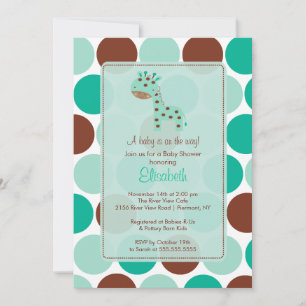 Turquoise Giraffe Baby shower Uitnodiging