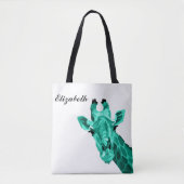 Turquoise Giraffe Pop Art Sac fourre-tout personna (Devant)