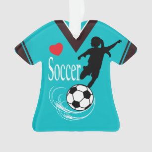 Turquoise Girl Voetbal Shirt Ornament