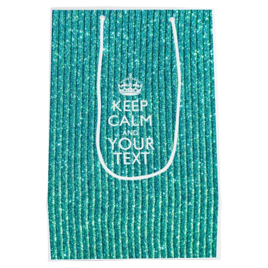 Turquoise Glamor Keep Calm Jouw tekst Medium Cadeauzakje (Achterkant)